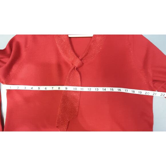 Allison Daley Red Sparkly Tie Neck Retro Sweater l Size: M - Picture 8 of 12